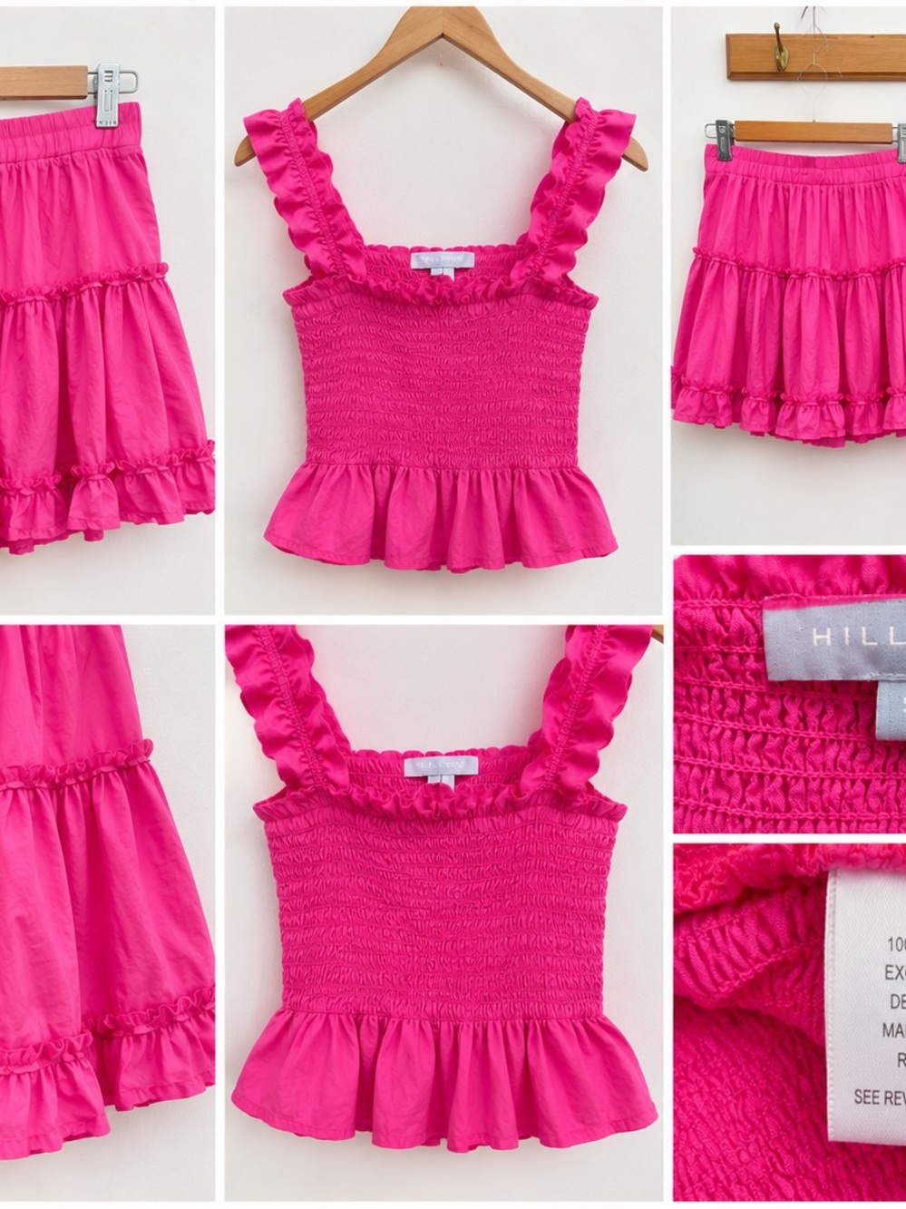 Hill House Hot Pink Smocked Ruffle Tank Top